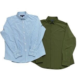 Lot Of 2 Mizzen+Main Leeward Shirt Mens Large Classic No Tuck Long Sleeve